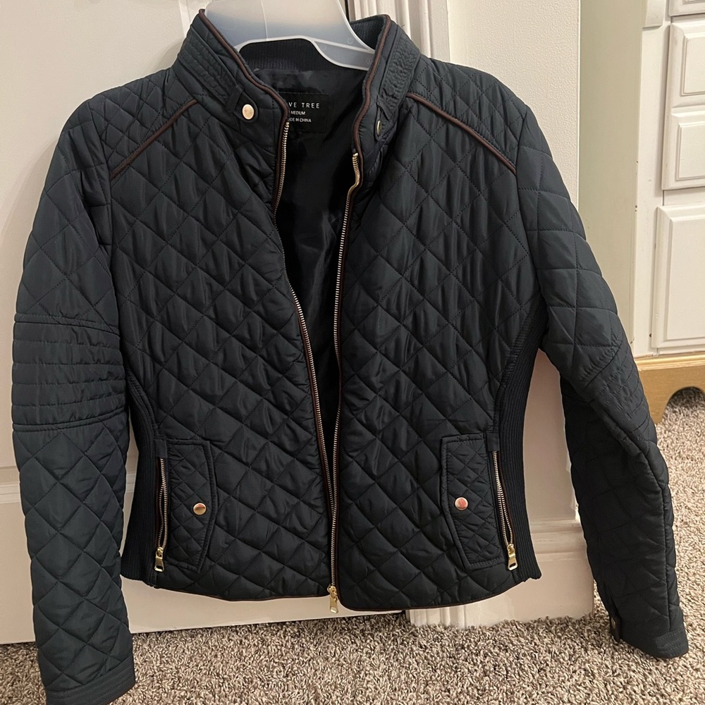 Navy jacket. Worn once! Size medium but fits small as well